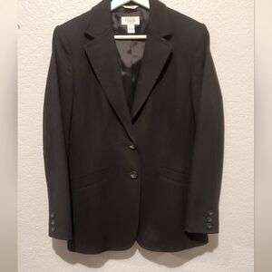 Talbots Black Italian Wool Blazer Jacket Classic Notched Lapels 2 Button Size 6